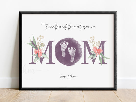 Baby Footprint Art with Watercolor Mom