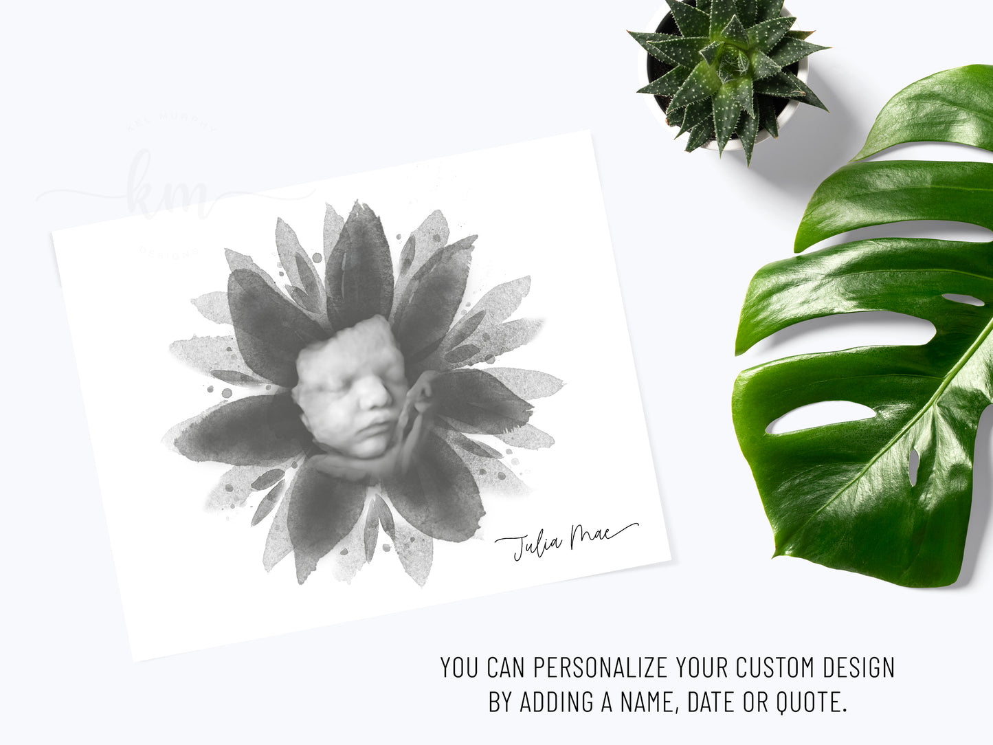 Flower Watercolor 3D Ultrasound Art