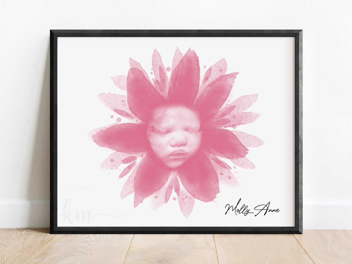 Flower Watercolor 3D Ultrasound Art