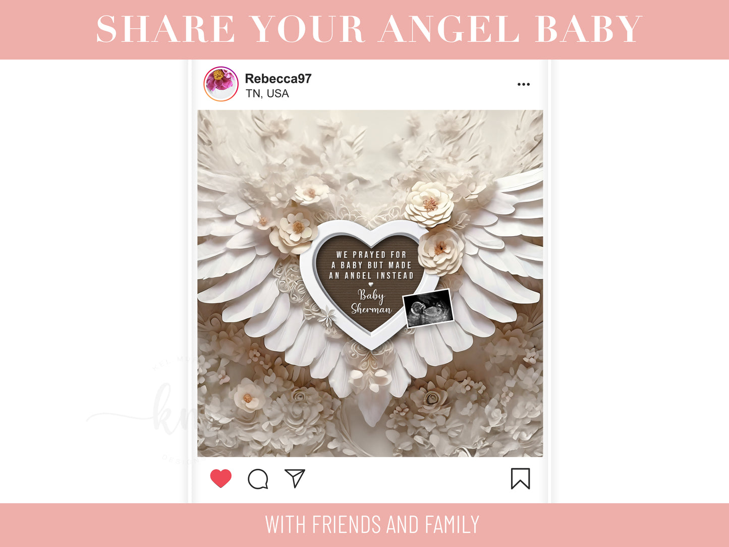 Boho Floral Baby Loss Announcement