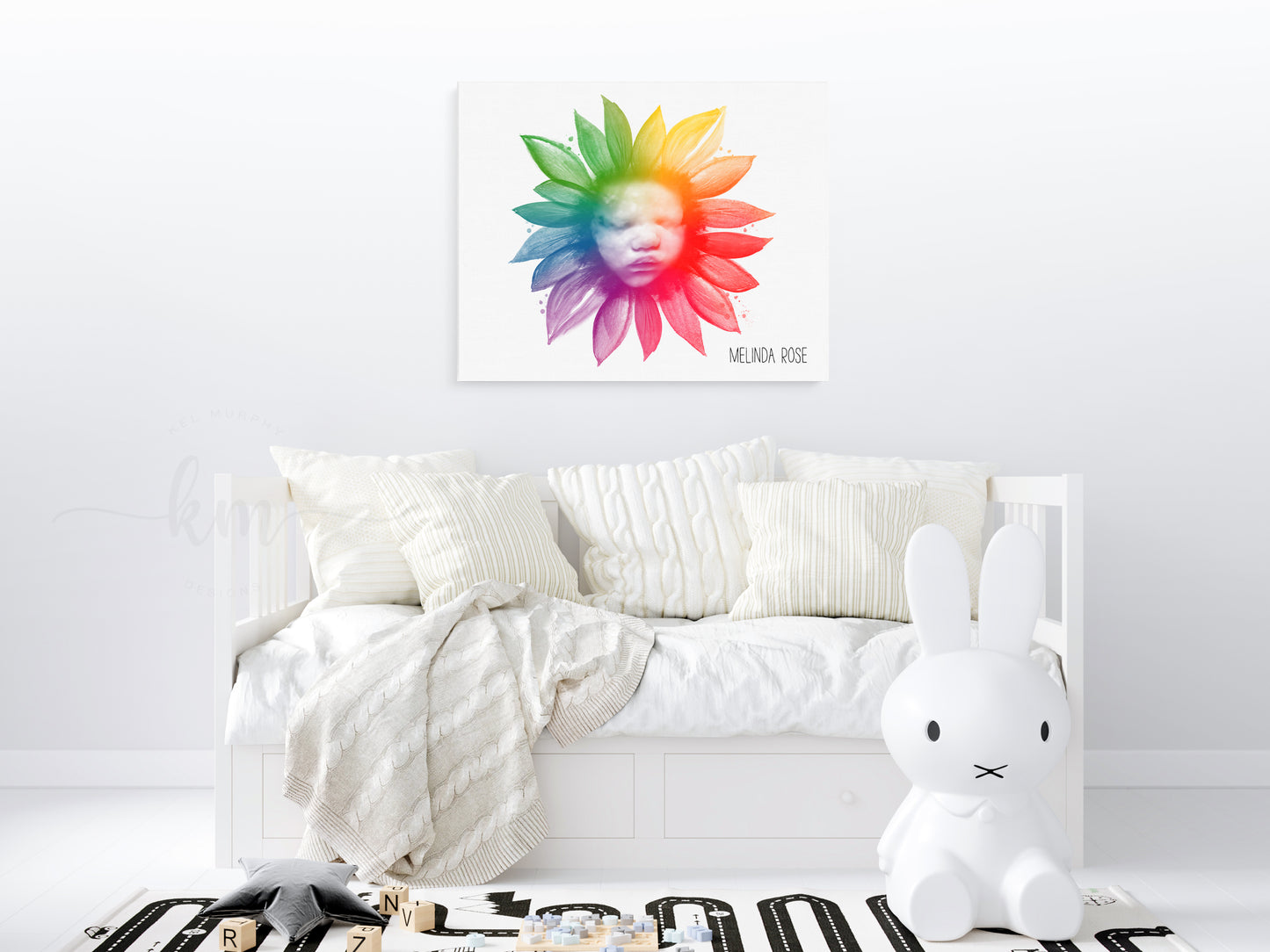 Rainbow Sunflower Watercolor 3D Ultrasound Art