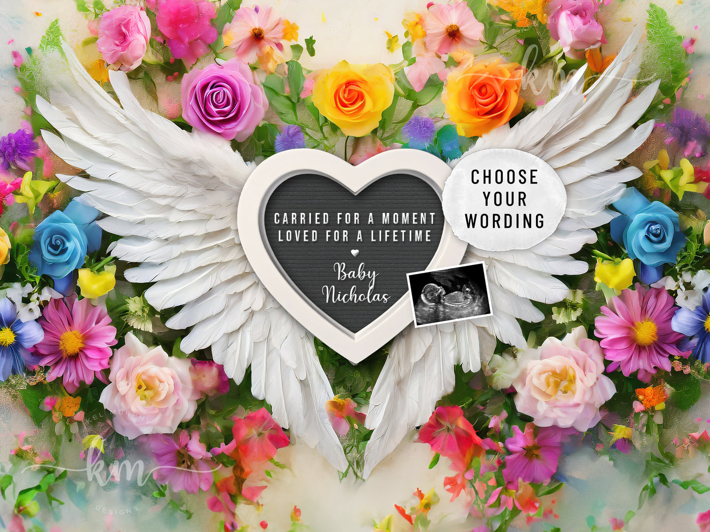 Rainbow Flowers Baby Loss Announcement