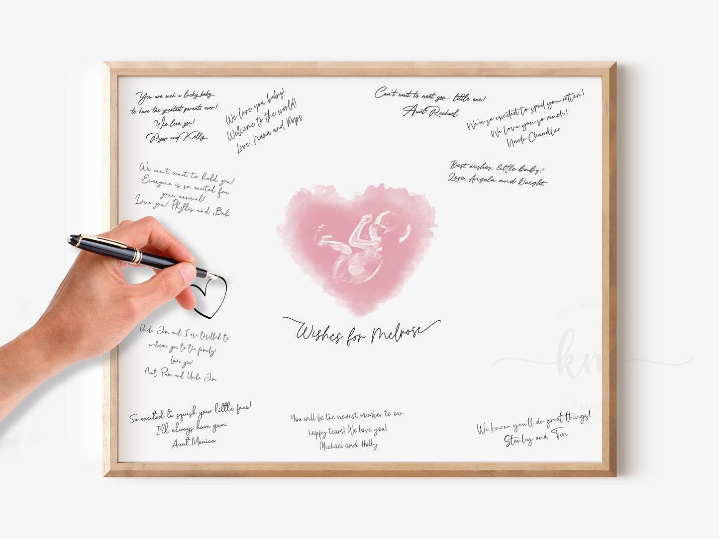 Baby Shower Guestbook Art with Heart Watercolor Ultrasound