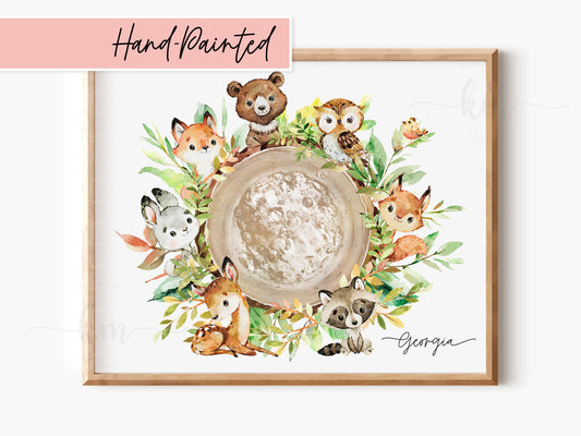 Hand-Painted Forest Animals Watercolor Embryo Art