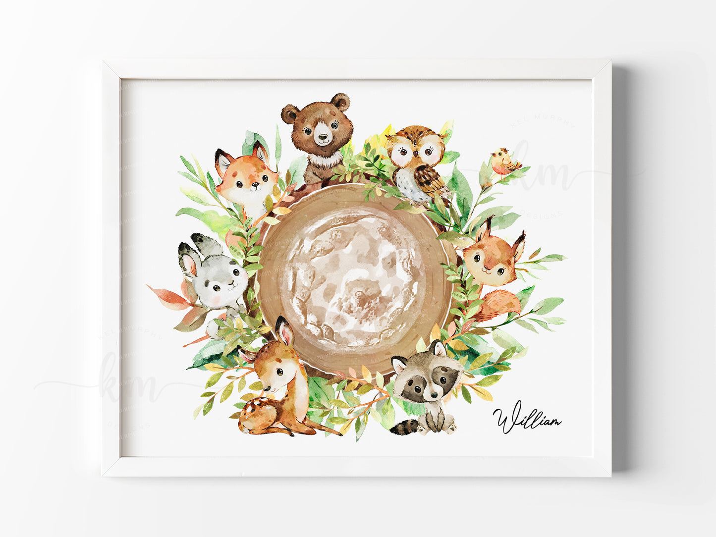 Hand-Painted Forest Animals Watercolor Embryo Art
