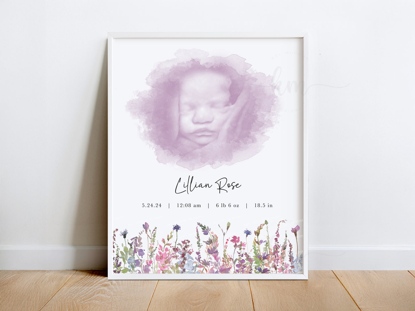 Wildflowers Watercolor Ultrasound Art (Vertical)