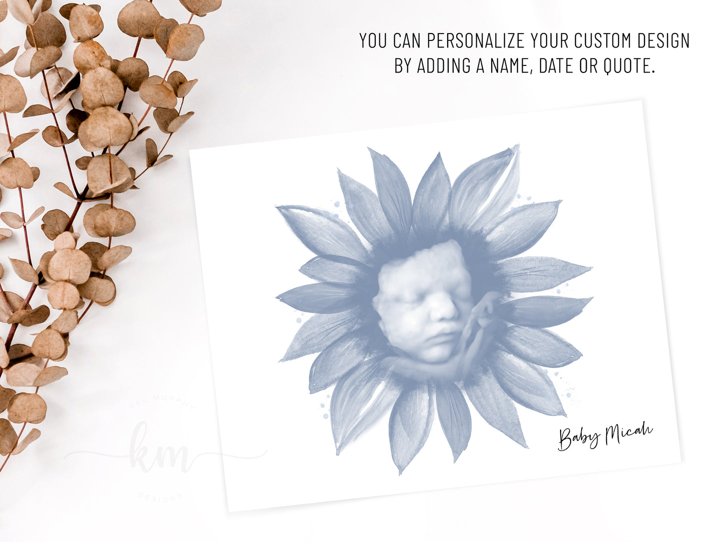 Sunflower Watercolor 3D Ultrasound Art
