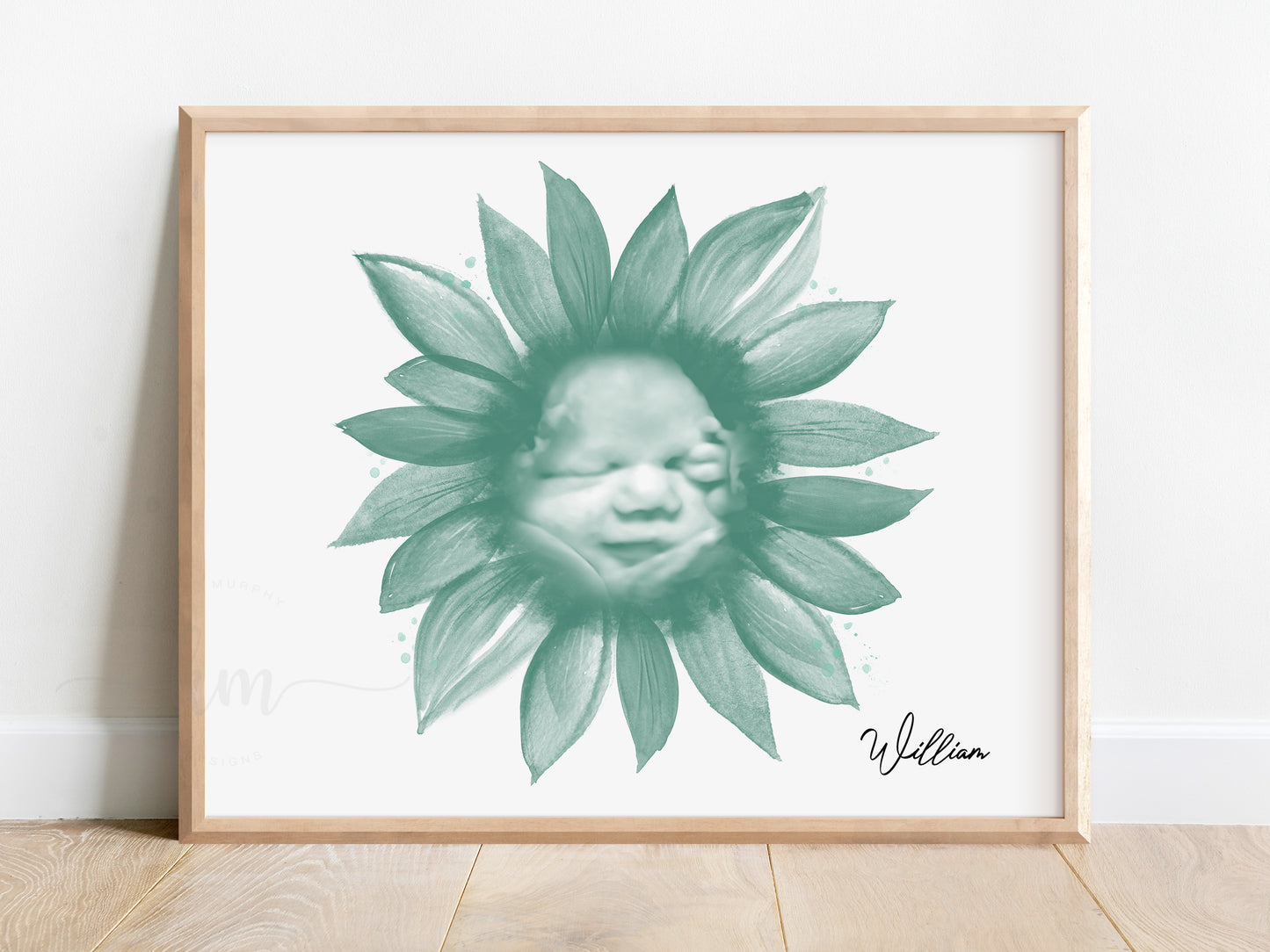 Sunflower Watercolor 3D Ultrasound Art