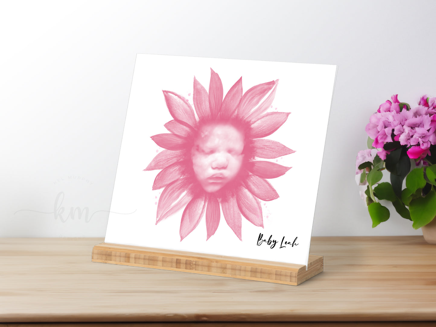 Sunflower Watercolor 3D Ultrasound Art