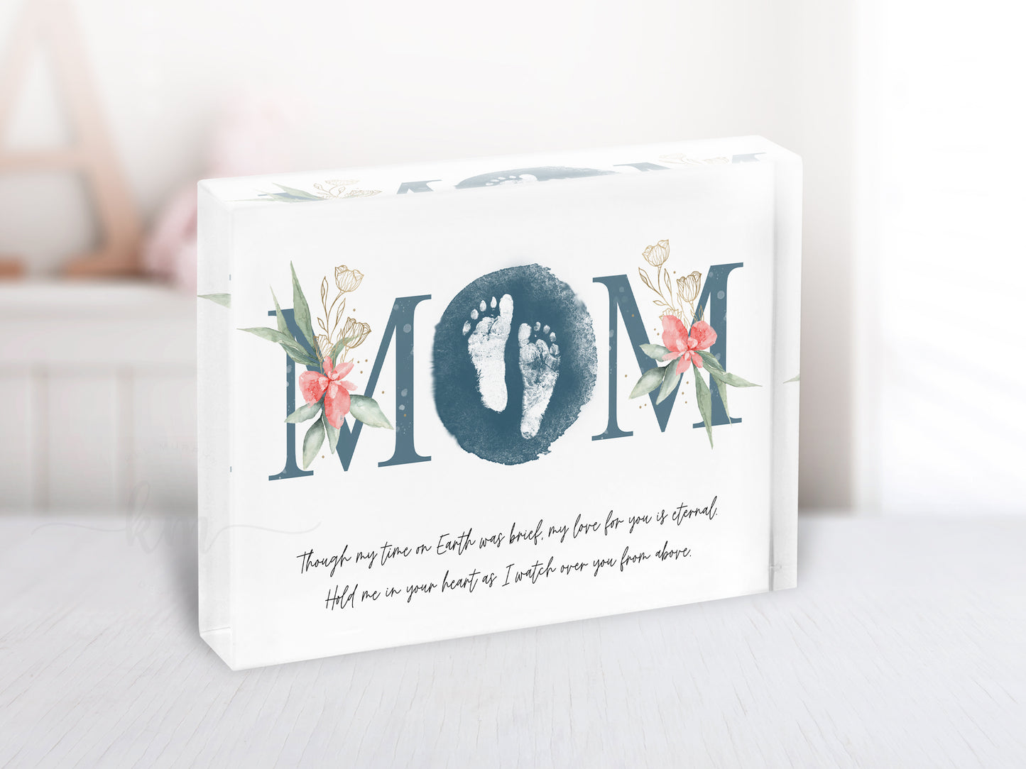 Baby Footprint Art with Watercolor Mom