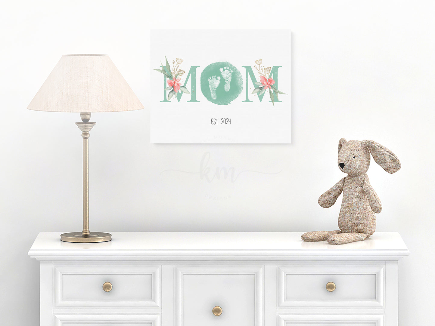 Baby Footprint Art with Watercolor Mom