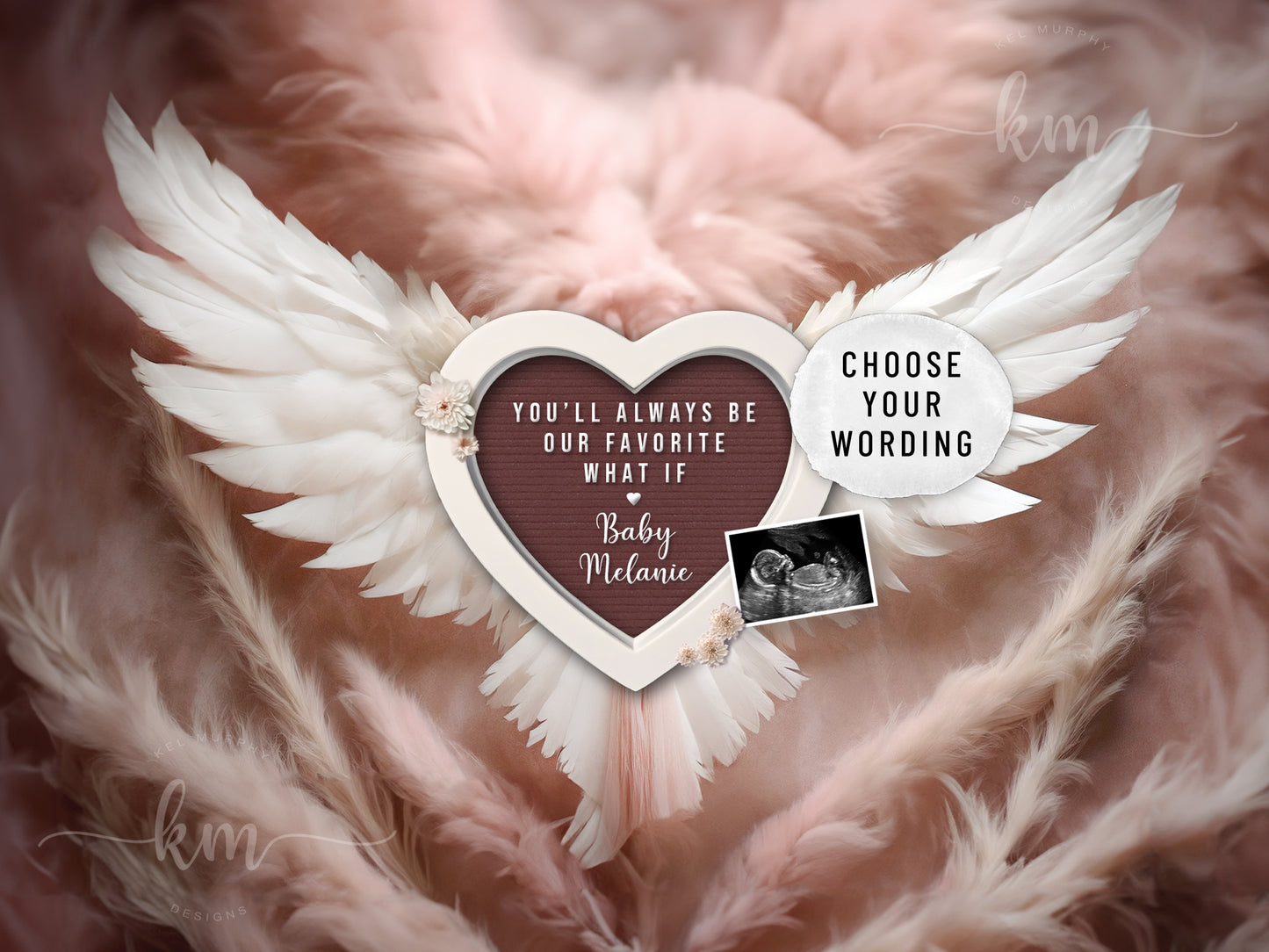 Pink Feathers Baby Loss Announcement