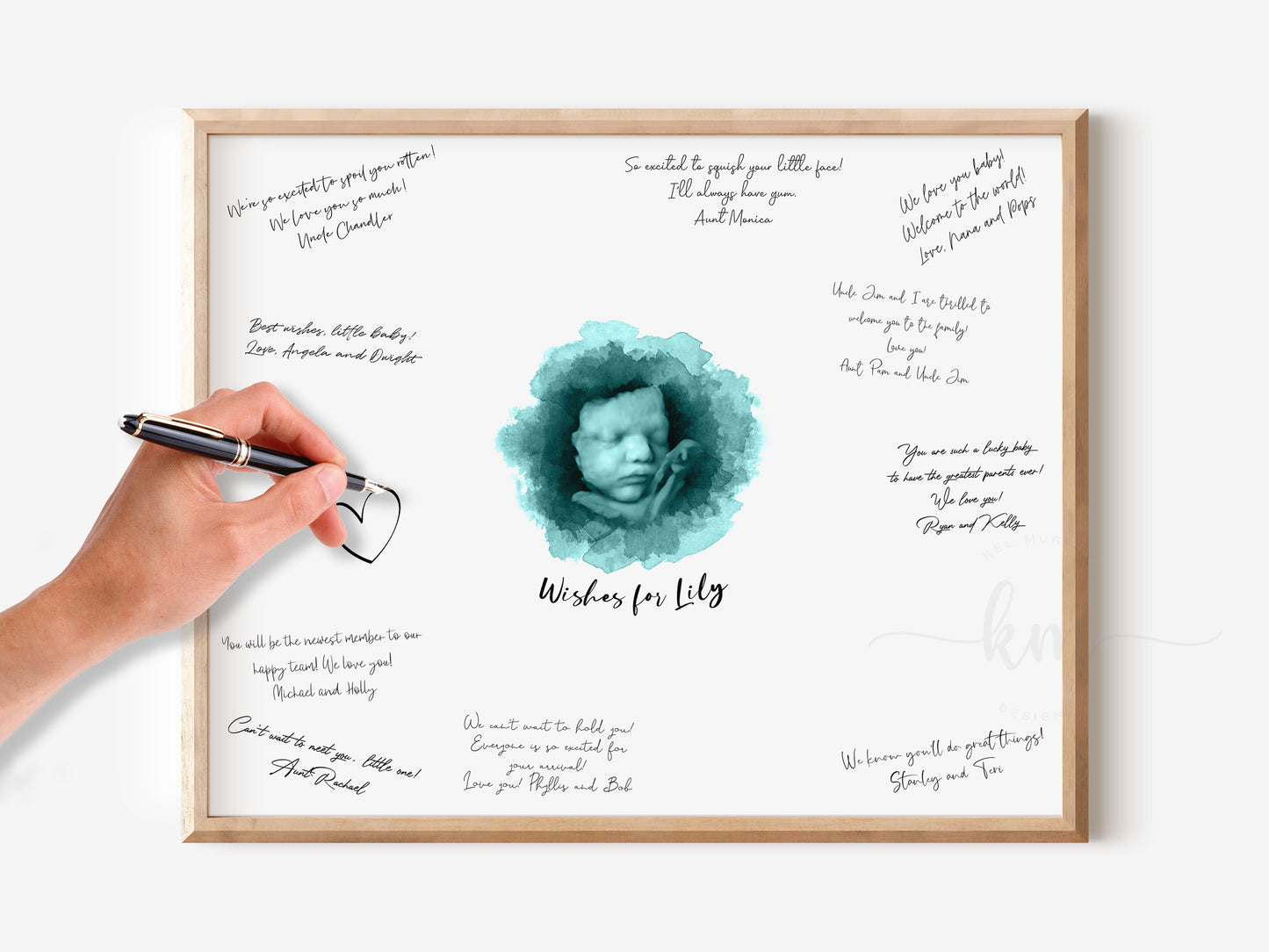 Baby Shower Guestbook Art with Pen & Ink Ultrasound