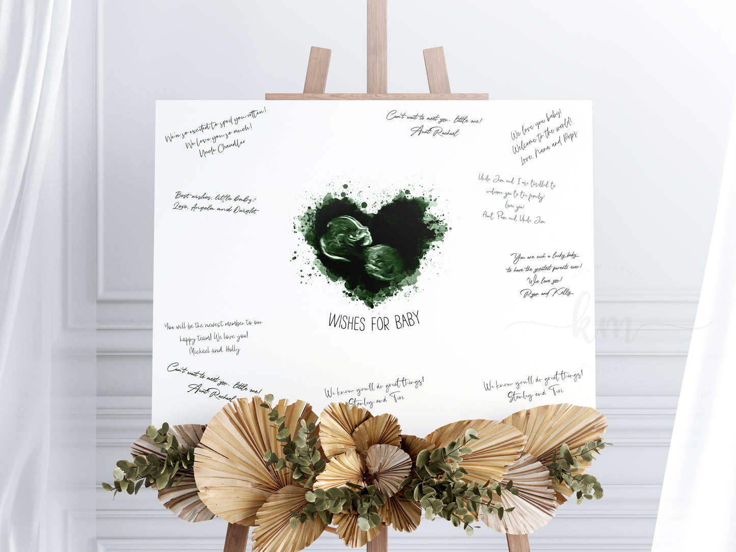 Baby Shower Guestbook Art with Splatter Heart Ultrasound