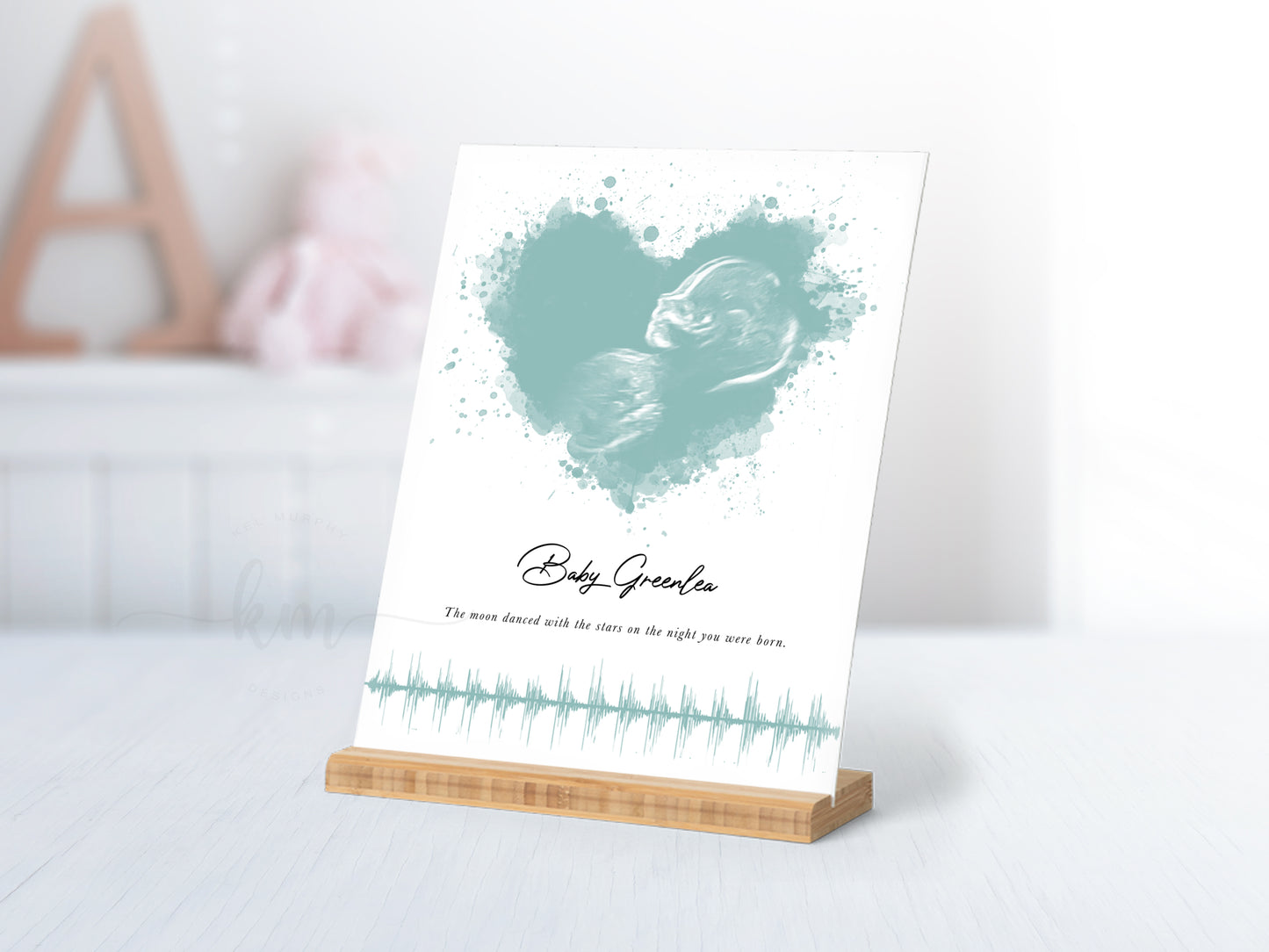 Splatter Heart Watercolor Ultrasound Art with Baby Heartbeat