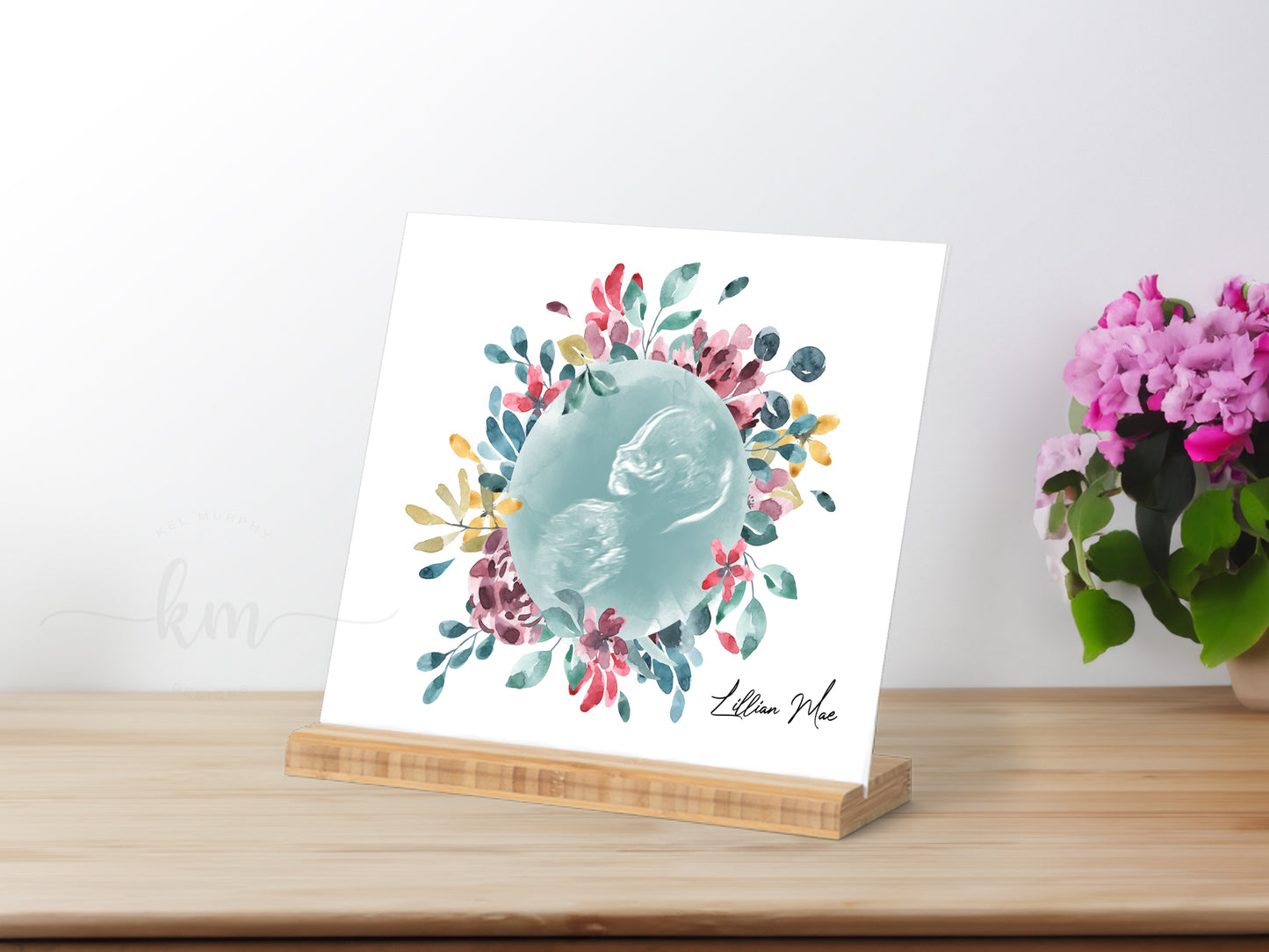Flower Wreath Watercolor Ultrasound Art