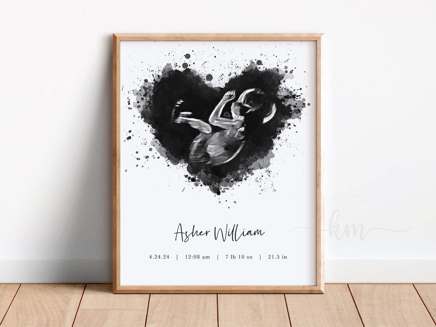Splatter Heart Ultrasound Art (Vertical)