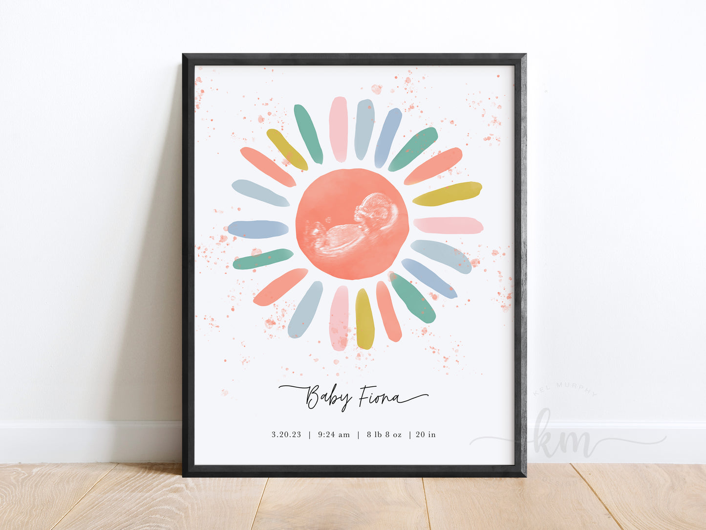 Boho Sun Watercolor Ultrasound Art