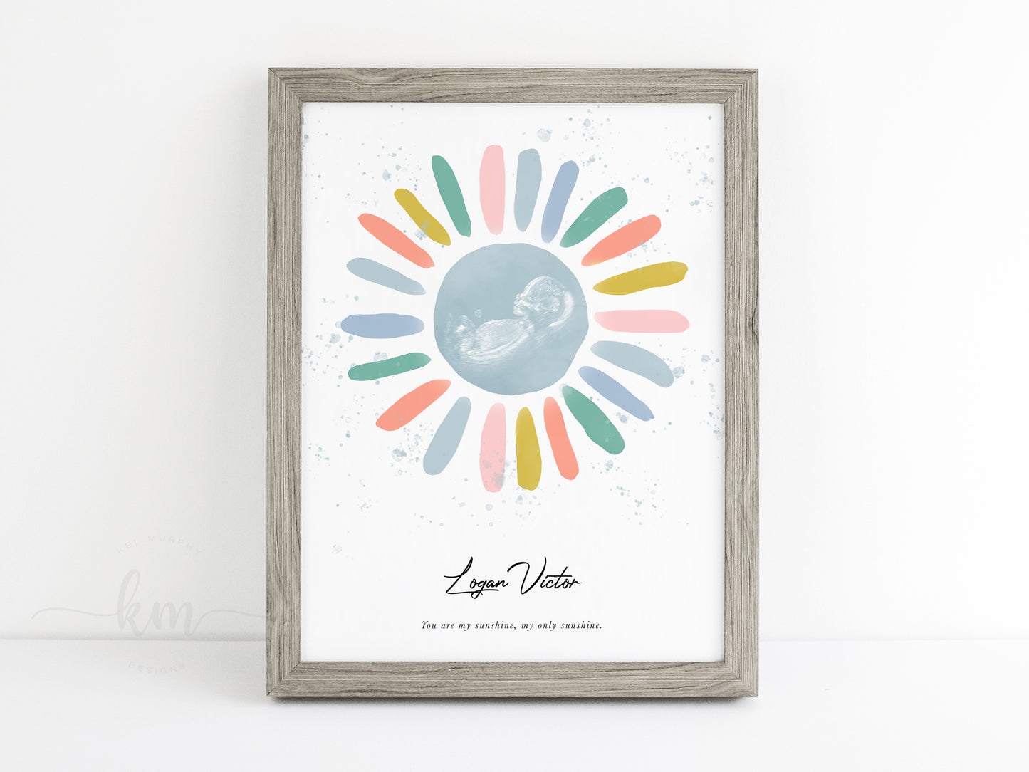 Boho Sun Watercolor Ultrasound Art