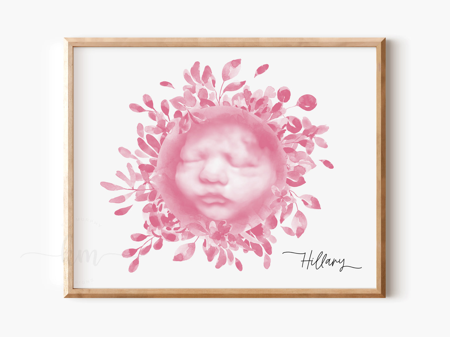 Floral Wreath Watercolor 3D Ultrasound Art