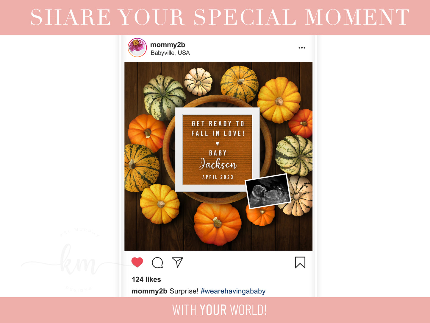 Fall Pumpkin Wreath Digital Pregnancy Announcement