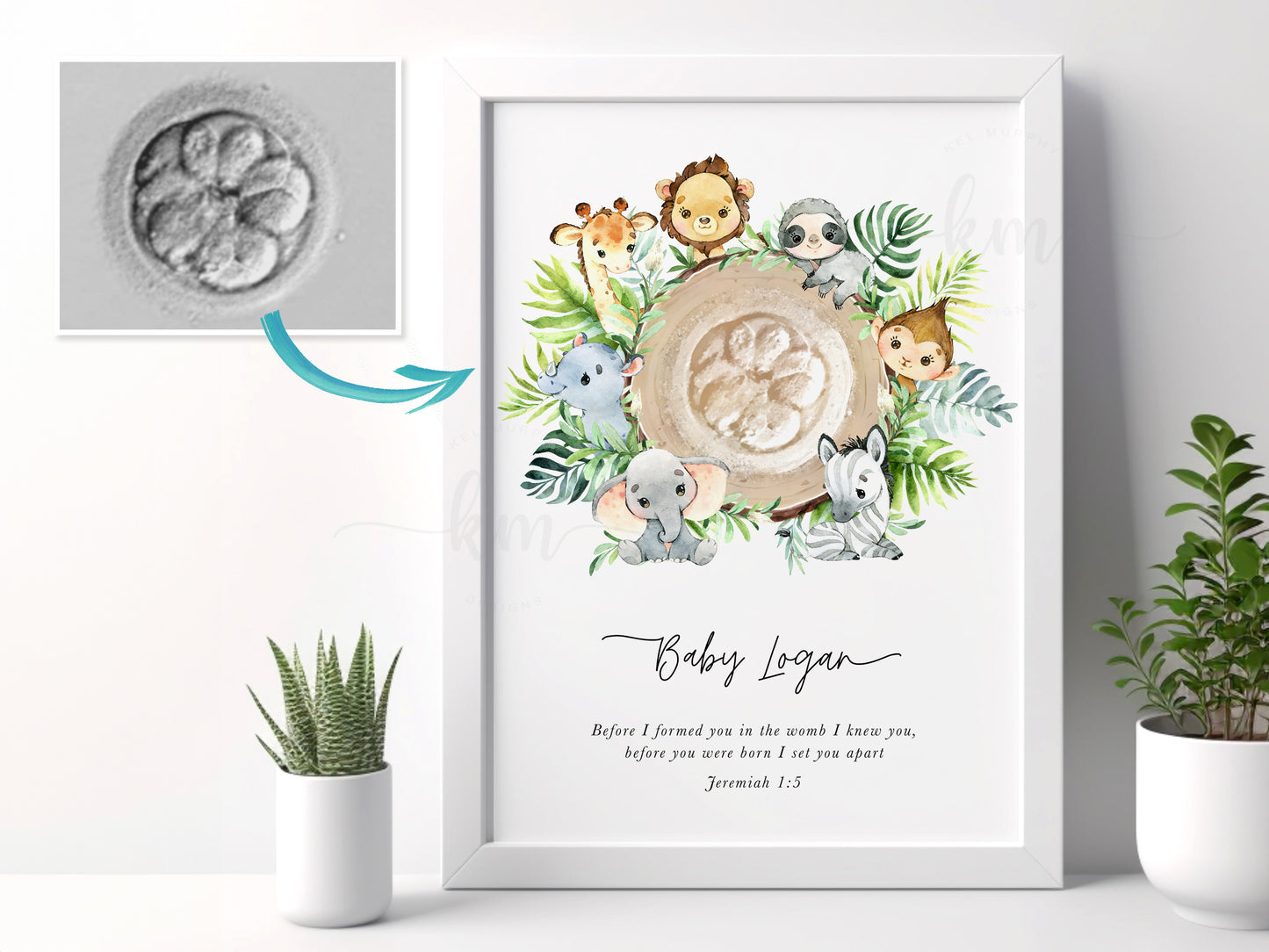 Hand-Painted Safari Watercolor Embryo Art