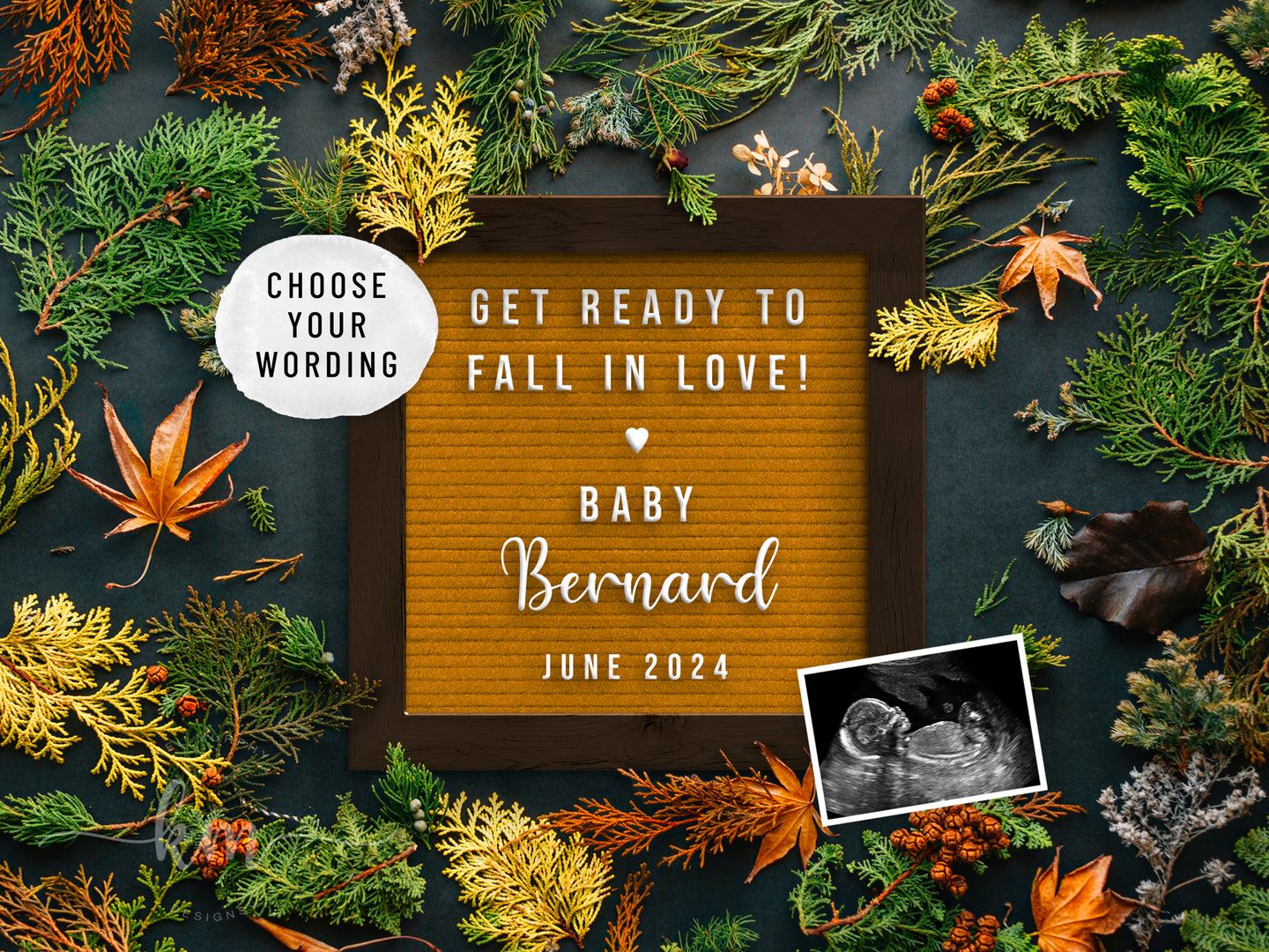 Fall Leaves Digital Pregnancy Announcement