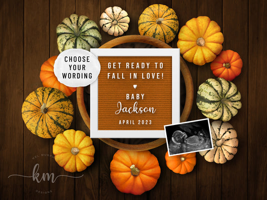Fall Pumpkin Wreath Digital Pregnancy Announcement