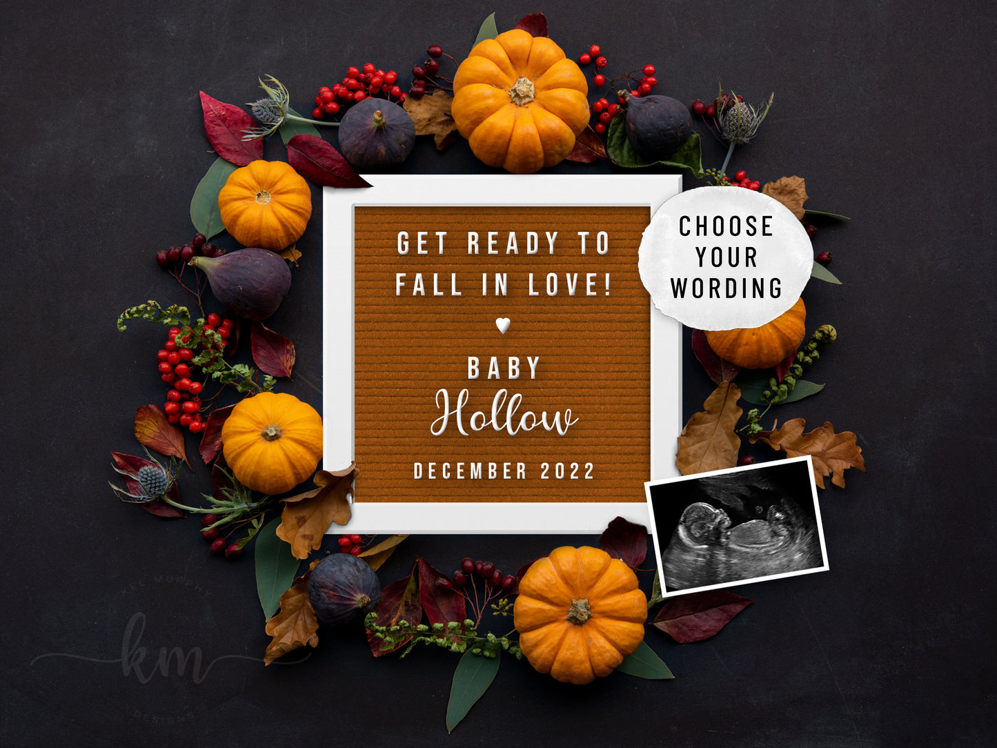 Fall Pumpkins Digital Pregnancy Announcement