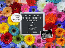 Load image into Gallery viewer, Rainbow Baby Flowers Digital Pregnancy Announcement
