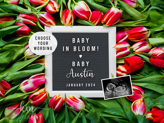Tulip Flowers Digital Pregnancy Announcement