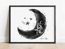 Load image into Gallery viewer, Moon and Stars Pen &amp; Ink Ultrasound Art

