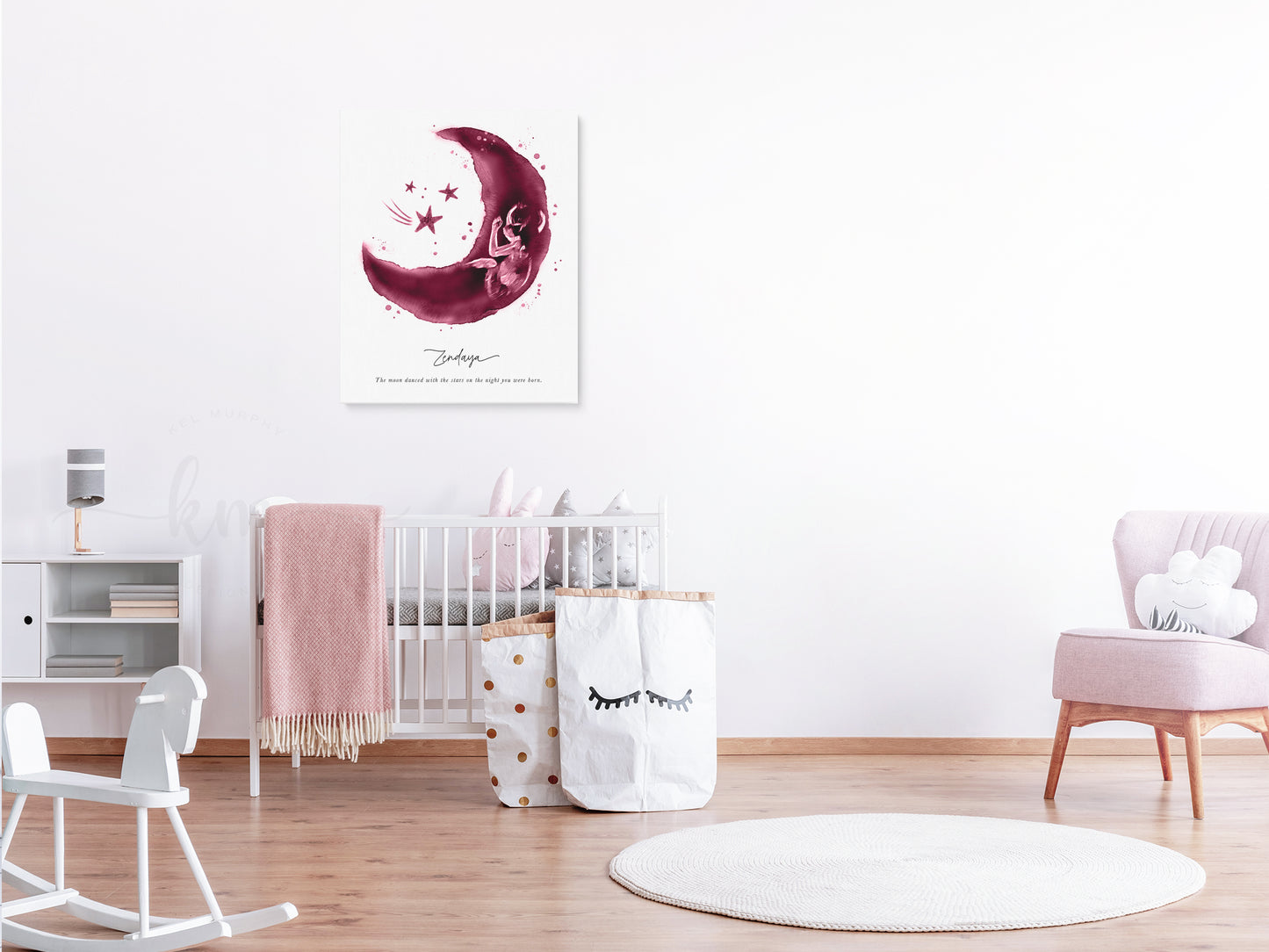 Moon and Stars Ultrasound Art (Vertical)