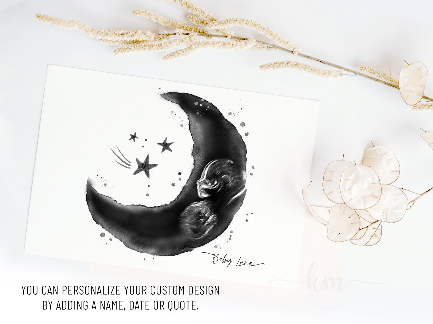 Moon and Stars Ultrasound Art