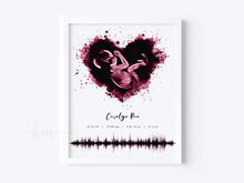 Load image into Gallery viewer, Splatter Heart Pen &amp; Ink Ultrasound Art with Baby Heartbeat

