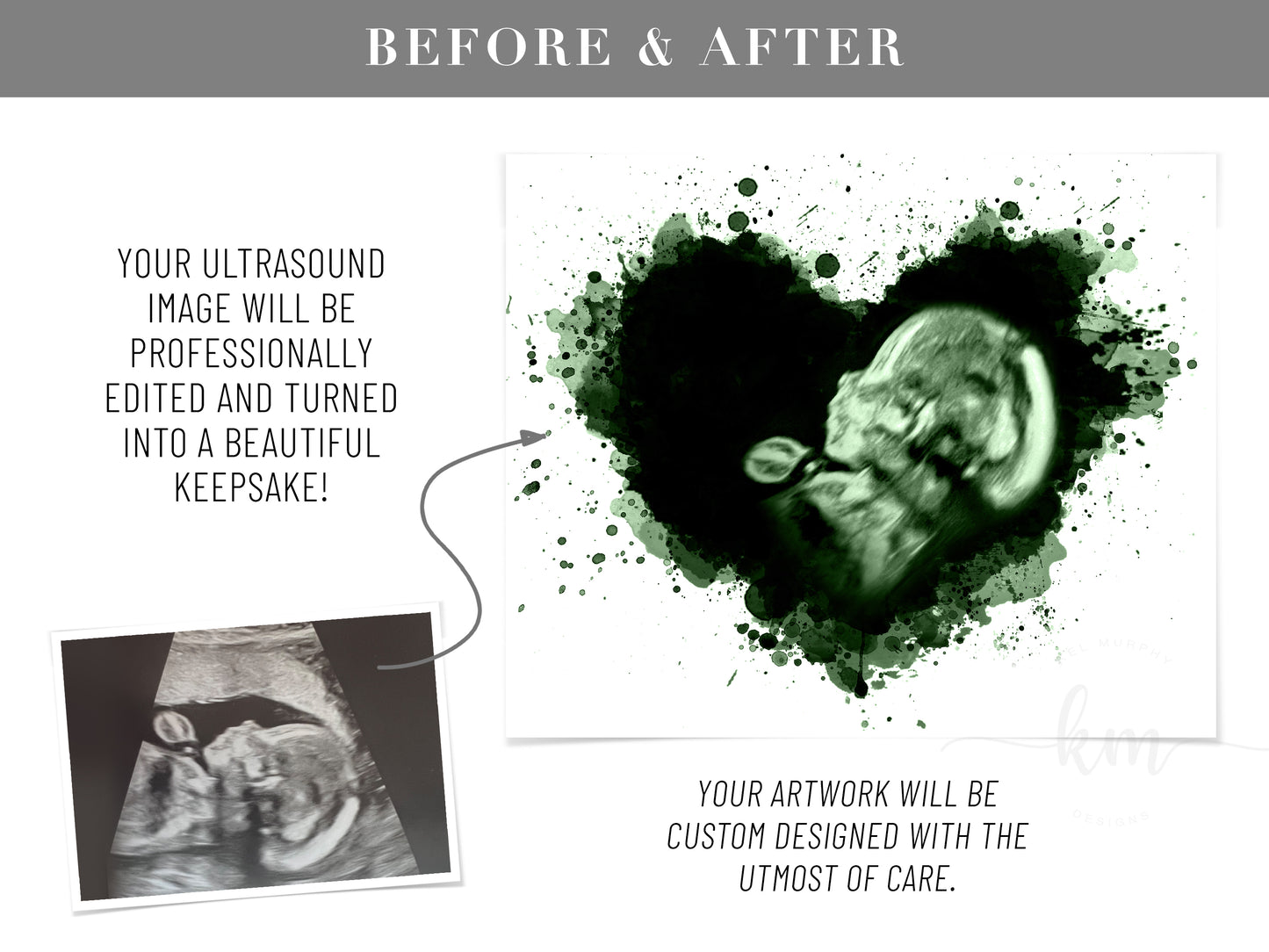 Baby Shower Guestbook Art with Splatter Heart Ultrasound