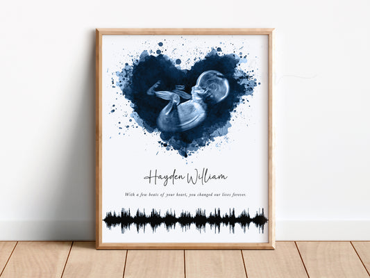 Splatter Heart Ultrasound Art with Baby Heartbeat