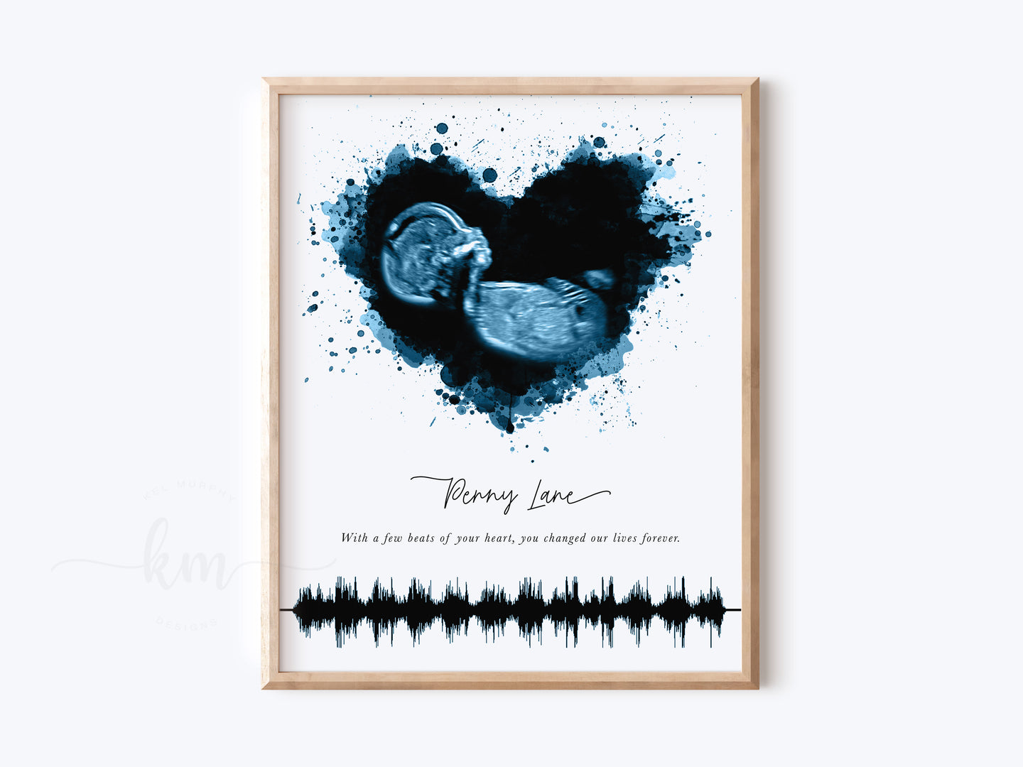 Splatter Heart Pen & Ink Ultrasound Art with Baby Heartbeat