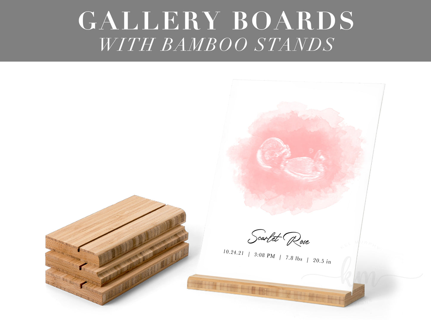 Splatter Heart Watercolor Ultrasound Art with Heartbeat and Footprints or Handprints