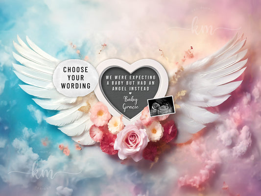 Pink and Blue Clouds Baby Loss Announcement