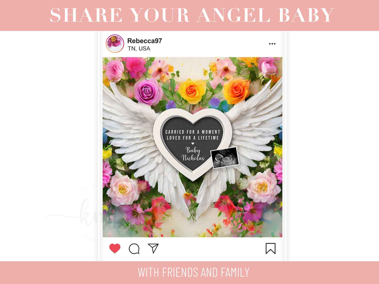 Rainbow Flowers Baby Loss Announcement