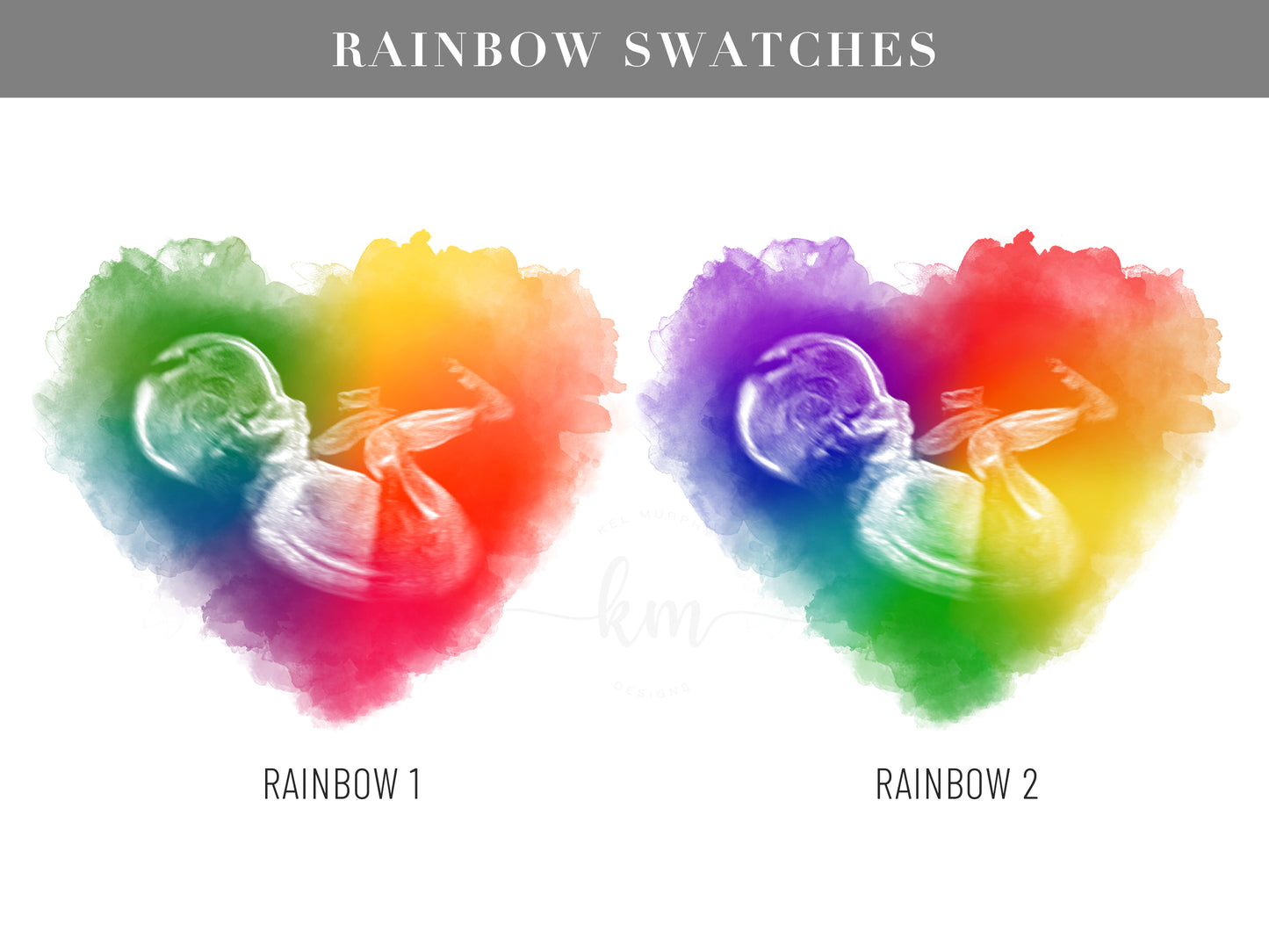 Rainbow Baby Splatter Heart Ultrasound Art