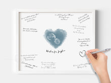 Load image into Gallery viewer, Baby Shower Guestbook Art with Heart Watercolor Ultrasound
