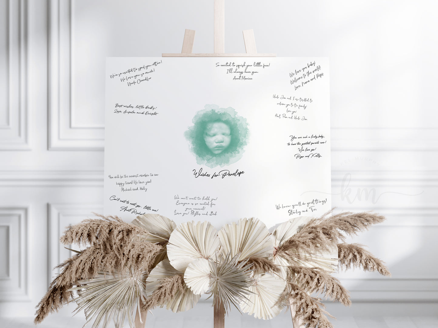 Baby Shower Guestbook Art with Watercolor Ultrasound
