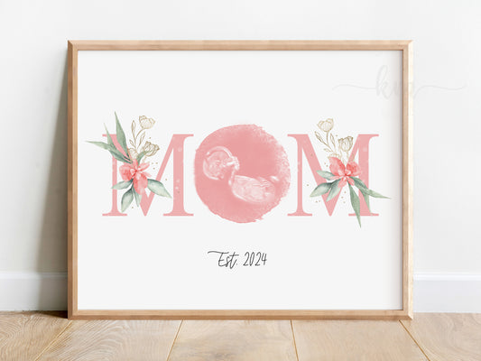 MOM Watercolor Ultrasound Art
