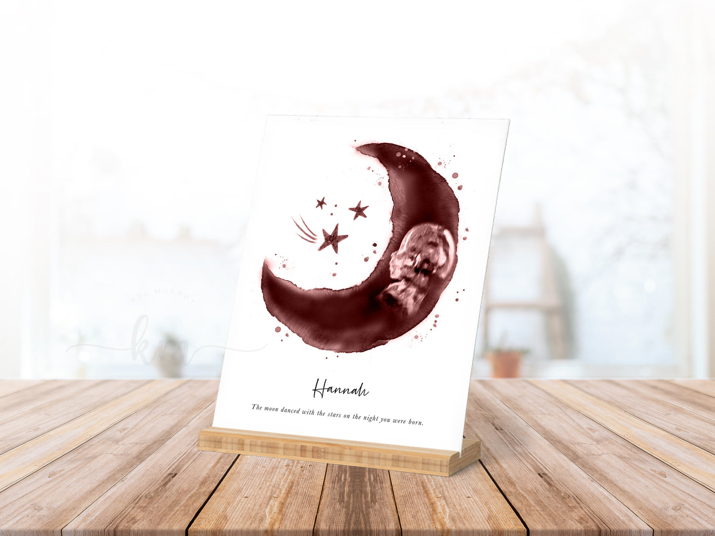 Moon and Stars Ultrasound Art (Vertical)