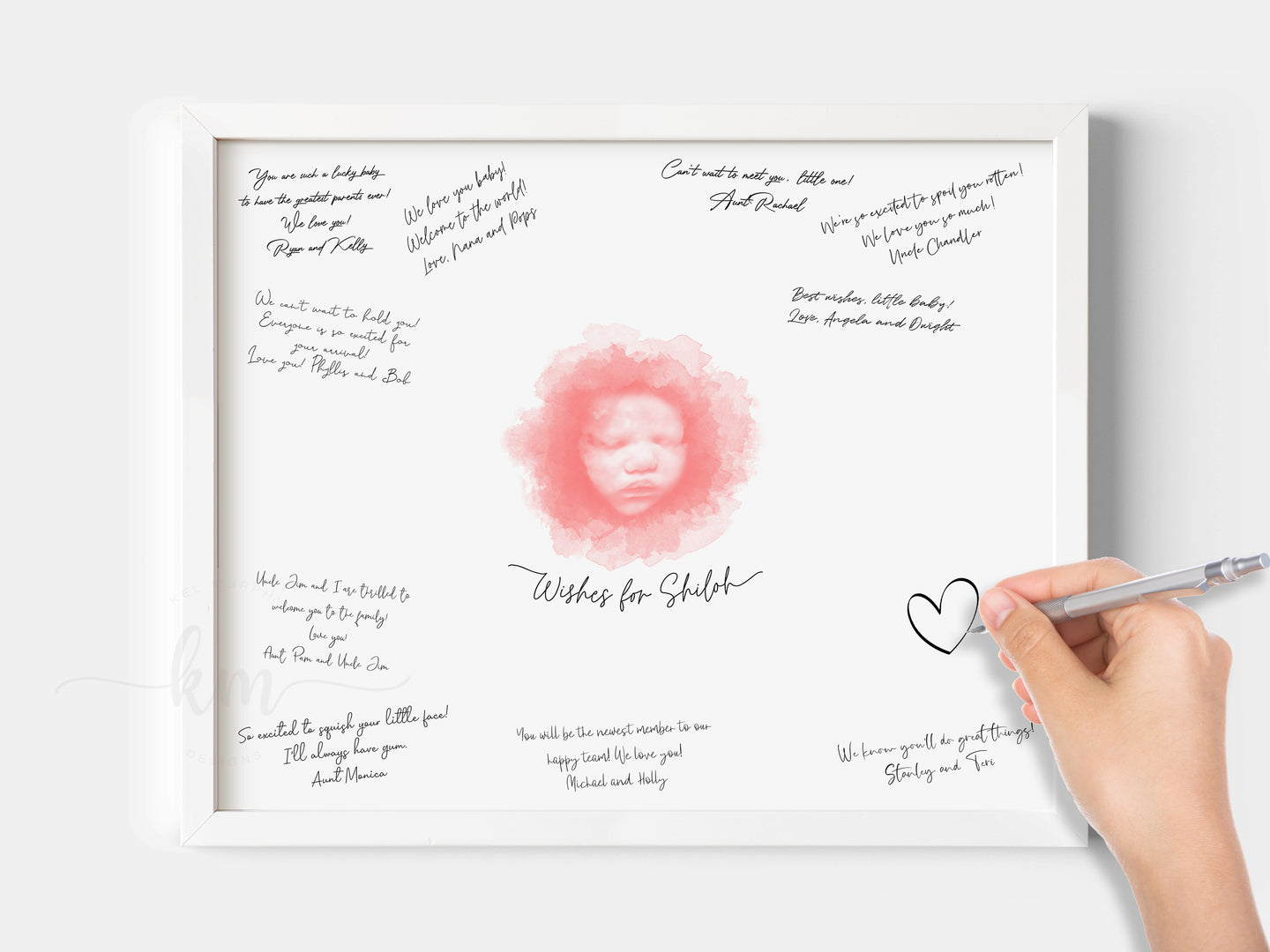 Baby Shower Guestbook Art with Watercolor Ultrasound