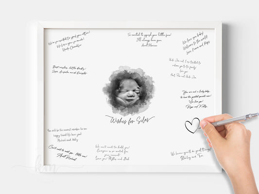 Baby Shower Guestbook Art with Pen & Ink Ultrasound