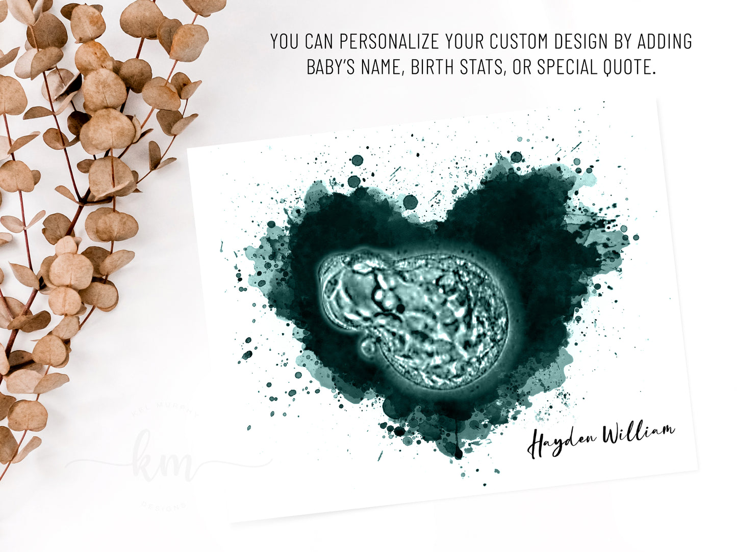 Splatter Heart IVF Embryo Art