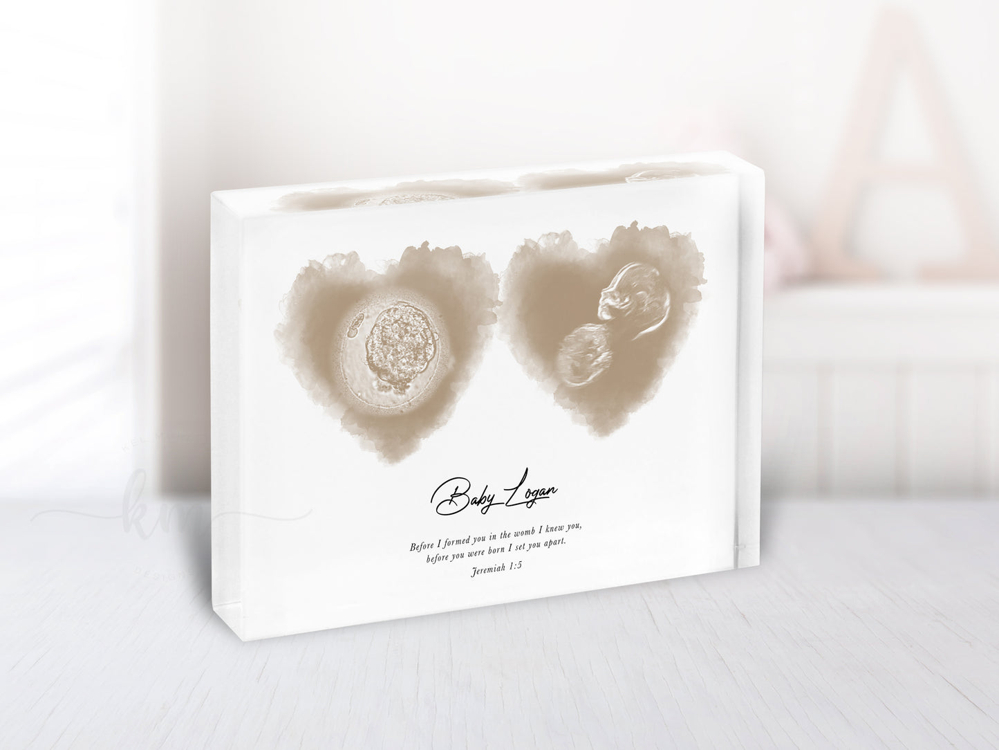 Two Hearts Watercolor IVF Embryo & Ultrasound Art